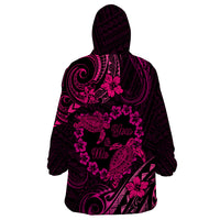 Polynesian Turtle Valentine Wearable Blanket Hoodie You And Me Pink Hibiscus Heart LT01 - Polynesian Pride