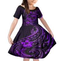 Polynesian Turtle Valentine Family Matching Tank Maxi Dress and Hawaiian Shirt You And Me Purple Hibiscus Heart LT01 Daughter's Dress Purple - Polynesian Pride