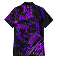Polynesian Turtle Valentine Family Matching Tank Maxi Dress and Hawaiian Shirt You And Me Purple Hibiscus Heart LT01 - Polynesian Pride