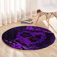 Polynesian Turtle Valentine Round Carpet You And Me Purple Hibiscus Heart LT01 - Polynesian Pride