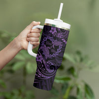 Polynesian Turtle Valentine Tumbler With Handle You And Me Purple Hibiscus Heart