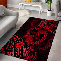 Polynesian Turtle Valentine Area Rug You And Me Red Hibiscus Heart LT01 - Polynesian Pride