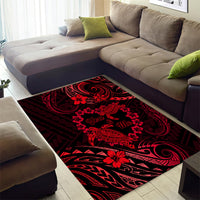 Polynesian Turtle Valentine Area Rug You And Me Red Hibiscus Heart LT01 - Polynesian Pride