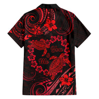Polynesian Turtle Valentine Family Matching Off Shoulder Short Dress and Hawaiian Shirt You And Me Red Hibiscus Heart LT01 - Polynesian Pride