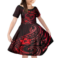 Polynesian Turtle Valentine Family Matching Tank Maxi Dress and Hawaiian Shirt You And Me Red Hibiscus Heart LT01 Daughter's Dress Red - Polynesian Pride
