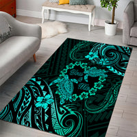Polynesian Turtle Valentine Area Rug You And Me Turquoise Hibiscus Heart LT01 - Polynesian Pride