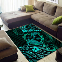 Polynesian Turtle Valentine Area Rug You And Me Turquoise Hibiscus Heart LT01 - Polynesian Pride