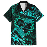 Polynesian Turtle Valentine Family Matching Tank Maxi Dress and Hawaiian Shirt You And Me Turquoise Hibiscus Heart LT01 Dad's Shirt - Short Sleeve Turquoise - Polynesian Pride