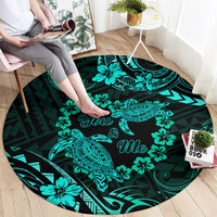 Polynesian Turtle Valentine Round Carpet You And Me Turquoise Hibiscus Heart LT01 - Polynesian Pride