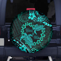 Polynesian Turtle Valentine Spare Tire Cover You And Me Turquoise Hibiscus Heart LT01 Turquoise - Polynesian Pride