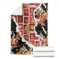 Hawaii Japanese Culture Black Blanket Spring Cranes Aloha Pattern