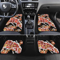 Hawaii Japanese Culture Black Car Mats Spring Cranes Aloha Pattern