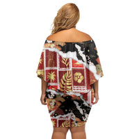 Hawaii Japanese Culture Black Family Matching Off Shoulder Short Dress and Hawaiian Shirt Spring Cranes Aloha Pattern LT01 - Polynesian Pride