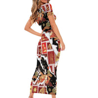Hawaii Japanese Culture Black Family Matching Short Sleeve Bodycon Dress and Hawaiian Shirt Spring Cranes Aloha Pattern LT01 - Polynesian Pride