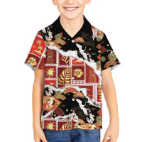 Hawaii Japanese Culture Black Family Matching Short Sleeve Bodycon Dress and Hawaiian Shirt Spring Cranes Aloha Pattern LT01 Son's Shirt Black - Polynesian Pride