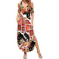 Hawaii Japanese Culture Black Family Matching Summer Maxi Dress and Hawaiian Shirt Spring Cranes Aloha Pattern