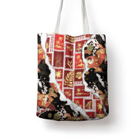 Hawaii Japanese Culture Black Tote Bag Spring Cranes Aloha Pattern