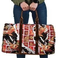 Hawaii Japanese Culture Black Travel Bag Spring Cranes Aloha Pattern