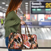 Hawaii Japanese Culture Black Travel Bag Spring Cranes Aloha Pattern