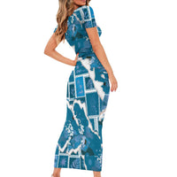 Hawaii Japanese Culture Blue Family Matching Short Sleeve Bodycon Dress and Hawaiian Shirt Spring Cranes Aloha Pattern LT01 - Polynesian Pride