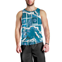 Hawaii Japanese Culture Blue Men Tank Top Spring Cranes Aloha Pattern