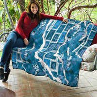 Hawaii Japanese Culture Blue Quilt Spring Cranes Aloha Pattern