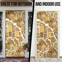 Hawaii Japanese Culture Gold Door Cover Spring Cranes Aloha Pattern