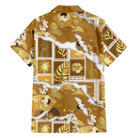 Hawaii Japanese Culture Gold Family Matching Mermaid Dress and Hawaiian Shirt Spring Cranes Aloha Pattern LT01 - Polynesian Pride