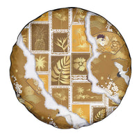 Hawaii Japanese Culture Gold Spare Tire Cover Spring Cranes Aloha Pattern