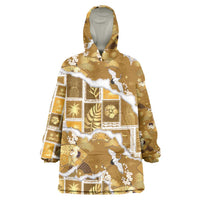 Hawaii Japanese Culture Gold Wearable Blanket Hoodie Spring Cranes Aloha Pattern
