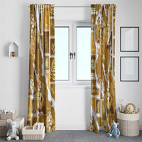 Hawaii Japanese Culture Gold Window Curtain Spring Cranes Aloha Pattern