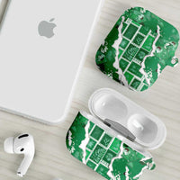 Hawaii Japanese Culture Green AirPods Case Spring Cranes Aloha Pattern