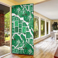 Hawaii Japanese Culture Green Door Cover Spring Cranes Aloha Pattern