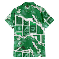Hawaii Japanese Culture Green Family Matching Off Shoulder Short Dress and Hawaiian Shirt Spring Cranes Aloha Pattern LT01 - Polynesian Pride