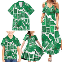 Hawaii Japanese Culture Green Family Matching Summer Maxi Dress and Hawaiian Shirt Spring Cranes Aloha Pattern LT01 - Polynesian Pride