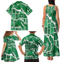 Hawaii Japanese Culture Green Family Matching Tank Maxi Dress and Hawaiian Shirt Spring Cranes Aloha Pattern LT01 - Polynesian Pride