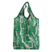 Hawaii Japanese Culture Green Grocery Bag Spring Cranes Aloha Pattern