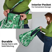 Hawaii Japanese Culture Green Grocery Bag Spring Cranes Aloha Pattern