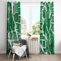 Hawaii Japanese Culture Green Window Curtain Spring Cranes Aloha Pattern