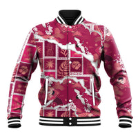Hawaii Japanese Culture Pink Baseball Jacket Spring Cranes Aloha Pattern