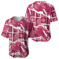 Hawaii Japanese Culture Pink Baseball Jersey Spring Cranes Aloha Pattern