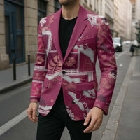 Hawaii Japanese Culture Pink Blazer Spring Cranes Aloha Pattern