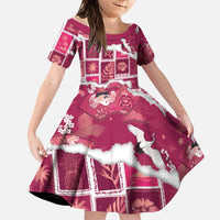 Hawaii Japanese Culture Pink Family Matching Off Shoulder Maxi Dress and Hawaiian Shirt Spring Cranes Aloha Pattern LT01 Daughter's Dress Pink - Polynesian Pride
