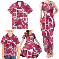 Hawaii Japanese Culture Pink Family Matching Tank Maxi Dress and Hawaiian Shirt Spring Cranes Aloha Pattern LT01 - Polynesian Pride