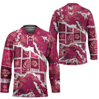 Hawaii Japanese Culture Pink Hockey Jersey Spring Cranes Aloha Pattern
