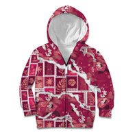 Hawaii Japanese Culture Pink Kid Hoodie Spring Cranes Aloha Pattern
