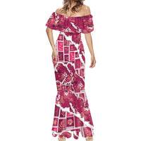 Hawaii Japanese Culture Pink Mermaid Dress Spring Cranes Aloha Pattern