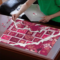 Hawaii Japanese Culture Pink Puzzle Spring Cranes Aloha Pattern