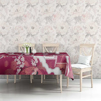 Hawaii Japanese Culture Pink Tablecloth Spring Cranes Aloha Pattern