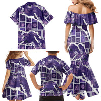 Hawaii Japanese Culture Purple Family Matching Mermaid Dress and Hawaiian Shirt Spring Cranes Aloha Pattern LT01 - Polynesian Pride